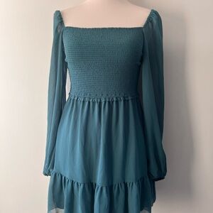 Aritzia Teal Long Sleeve Dress